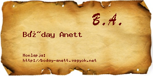 Bóday Anett névjegykártya